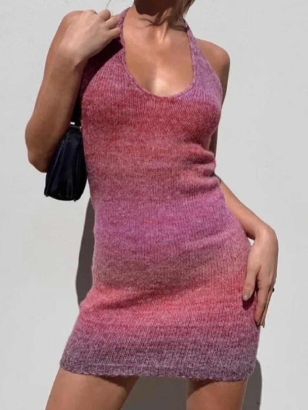 Princess Polly Mini Knit Halter Dress in Ombre Pink and Purple